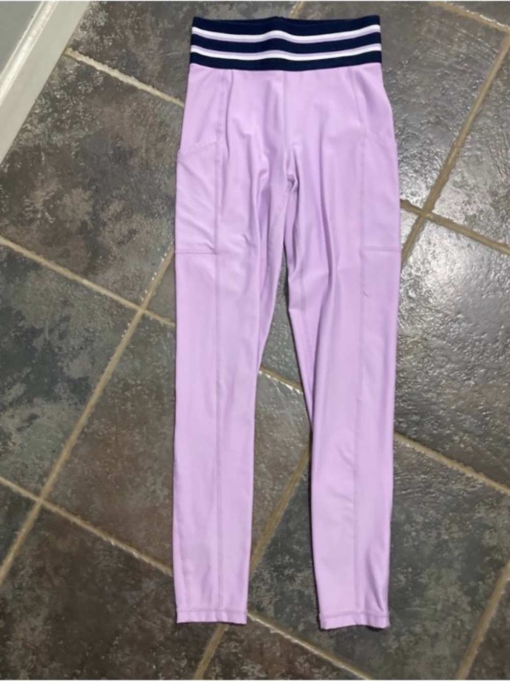 aerie Lavender High-Rise Leggings with Navy Trim Women’s Size S